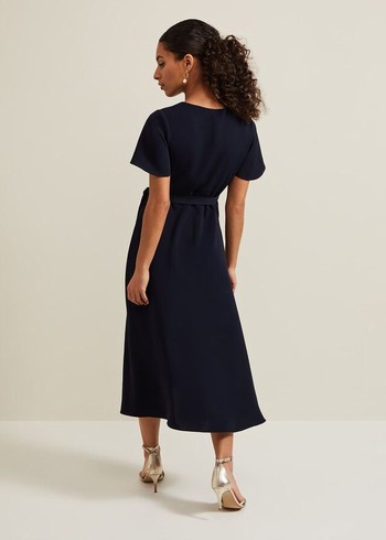 Phase Eight Petite Julissa Wrap Dress Navy Canada | XKFMSJ-324